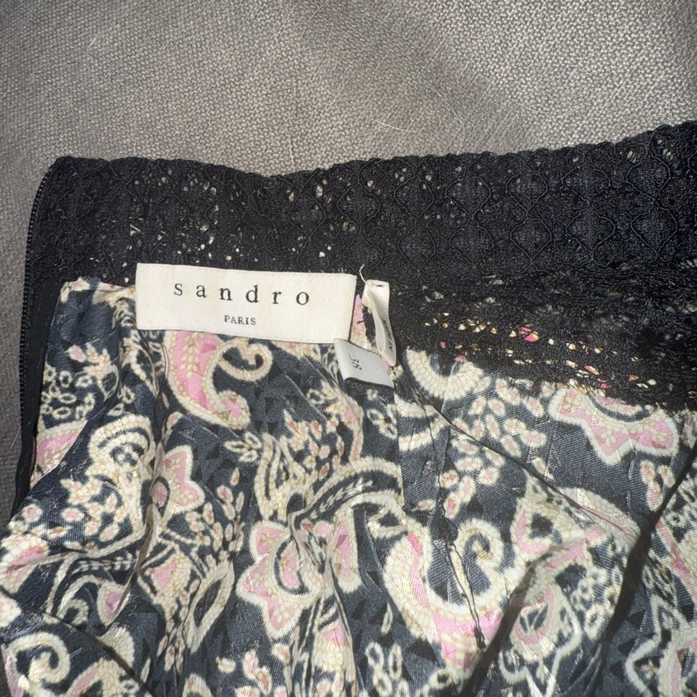 Sandro Black and Pink Floral Midi Dress - Picture 2 of 3